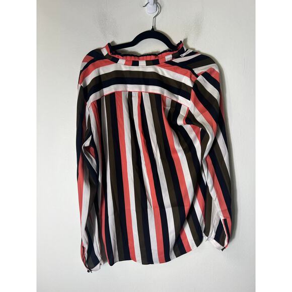 Ann Taylor Multicolor Stripe Long Sleeve V-Neck Tunic Sz M - Picture 2 of 3